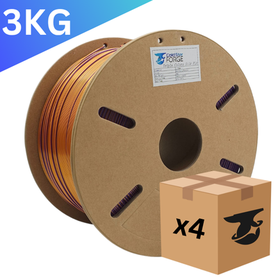 Bulk x4 | Sunrise | Red, Gold, Purple Tri-Extrusion PLA – 3KG 1.75mm – Cold Star Forge Filament
